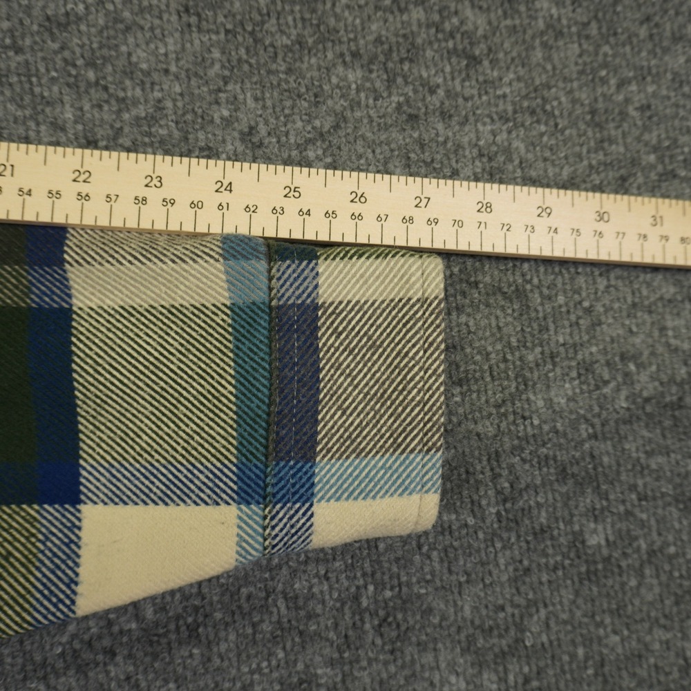 Orvis Heavy Flannel Button Down Shirt Mens Large Green Blue Plaid Pockets - Picture 7 of 11